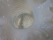 Load image into Gallery viewer, Vintage Fenton White Opalescent Spiral Glass Hat Vase