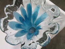 Load image into Gallery viewer, Vintage Retro Thick Aqua/Clear Art Glass Large Petal Vase