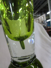 Load image into Gallery viewer, Green Optic Dot Glass Pedestal Tall Vase