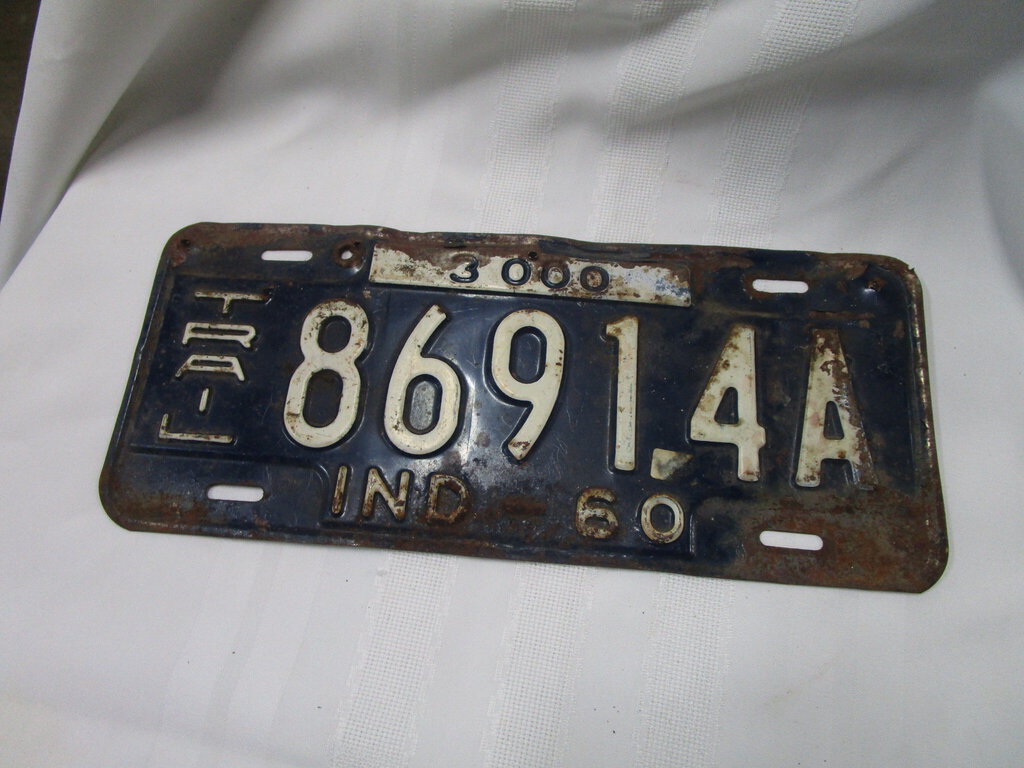 1960 Indiana Trailer 3000 LB License Plate Tag 86914A