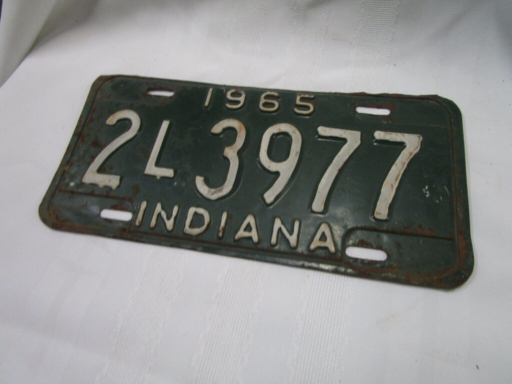 1965 Indiana License Plate Car Tag 2L3977