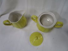 Load image into Gallery viewer, Vintage Buttercup Federalist Ironstone Lemon Yellow Creamer and Sugar Set