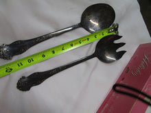 Load image into Gallery viewer, King Edward Silverplate Holiday Pattern Salad Serving Fork and Spoon Set with Original Box