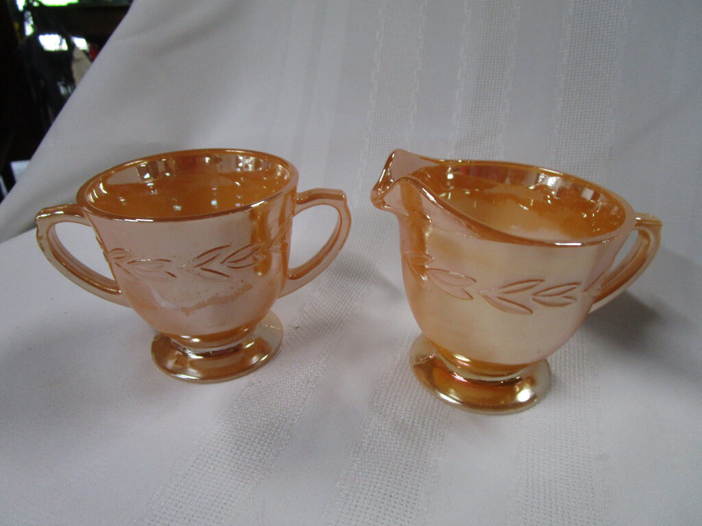 Vintage Fire King Orange Lustre Creamer and Sugar Set – Standpipe