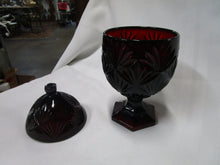 Load image into Gallery viewer, Vintage Ruby Red Glass Starburst Pedestal Egg Candy Dish