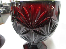 Load image into Gallery viewer, Vintage Ruby Red Glass Starburst Pedestal Egg Candy Dish