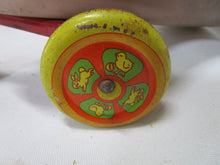 Load image into Gallery viewer, Retro 1950's Wyandotte Toys Tin Litho Happy Easter Bunny Pull Cart Toy