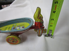 Load image into Gallery viewer, Retro 1950's Wyandotte Toys Tin Litho Happy Easter Bunny Pull Cart Toy