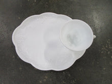 Load image into Gallery viewer, Vintage Indiana Glass Milk Glass Harvest Grape Snack Plate and Teacup Set