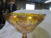 Load image into Gallery viewer, Vintage Amber Carnival Glass Grapes Pedestal Bowl