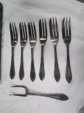 Load image into Gallery viewer, Vintage Silverplate Six Pastry Forks and Pastry Server in Original Box