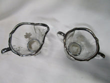 Load image into Gallery viewer, Vintage Clear Glass Leaf Motif Creamer and Sugar Set