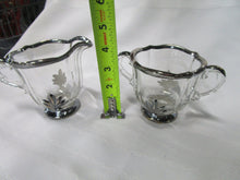 Load image into Gallery viewer, Vintage Clear Glass Leaf Motif Creamer and Sugar Set