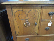 Load image into Gallery viewer, Antique Tiger Oak Server Sideboard with Mirror