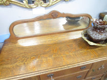 Load image into Gallery viewer, Antique Tiger Oak Server Sideboard with Mirror