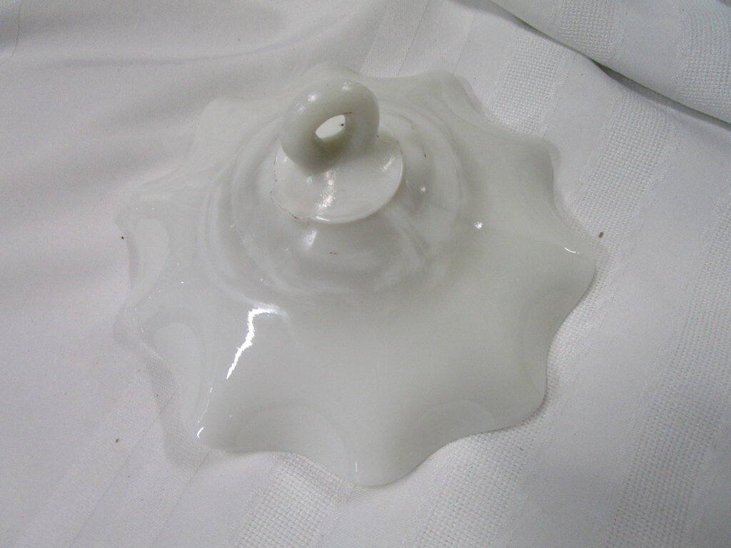 Vintage Milk Glass Scallop Edge Hanging Smoke Bell Deflector