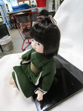 Load image into Gallery viewer, Vintage Japanese Ooike Ooike Co. Vinyl Sitting Doll with Green Robe with Sash