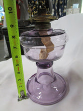 Load image into Gallery viewer, Antique Purple Glass Pedestal Oil Lamp with Clear Glass Chimney

