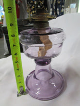 Load image into Gallery viewer, Antique Purple Glass Pedestal Oil Lamp with Clear Glass Chimney