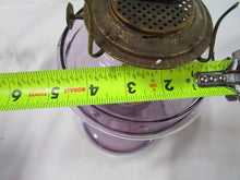 Load image into Gallery viewer, Antique Purple Glass Pedestal Oil Lamp with Clear Glass Chimney