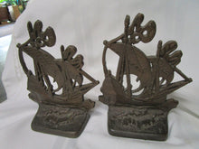 Load image into Gallery viewer, Vintage Bronze Clipper Sailing Ship Door Stop Bookend Pair