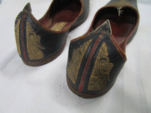 Load image into Gallery viewer, Vintage Baluja's New Delhi Handmade Leather Ceremonial Embroidered Shoe Slippers