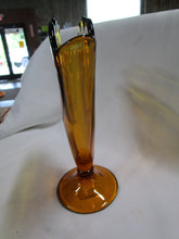 Load image into Gallery viewer, Vintage Art Deco Style Amber Glass Fan Vase