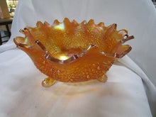 Load image into Gallery viewer, Fenton Marigold Carnival Glass Tree Motif Tripod Fruit Bowl