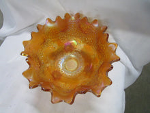 Load image into Gallery viewer, Fenton Marigold Carnival Glass Tree Motif Tripod Fruit Bowl