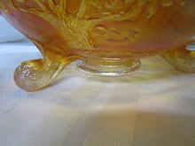 Load image into Gallery viewer, Fenton Marigold Carnival Glass Tree Motif Tripod Fruit Bowl