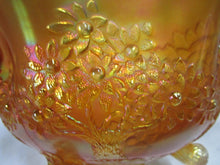 Load image into Gallery viewer, Fenton Marigold Carnival Glass Tree Motif Tripod Fruit Bowl