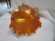 Load image into Gallery viewer, Fenton Marigold Carnival Glass Tree Motif Tripod Fruit Bowl