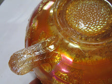 Load image into Gallery viewer, Fenton Marigold Carnival Glass Tree Motif Tripod Fruit Bowl