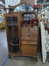 Load image into Gallery viewer, Antique Oak Side by Side Secretary with Bow Front Curio