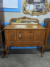Load image into Gallery viewer, Antique Tiger Oak Server Sideboard with Mirror