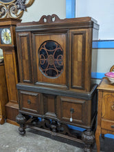 Load image into Gallery viewer, Antique Jacobean Tudor China Blind Hutch Cabinet