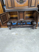 Load image into Gallery viewer, Antique Jacobean Tudor China Blind Hutch Cabinet