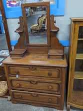 Load image into Gallery viewer, Vintage Mid Century 3 Drawer Dresser with Attached Mirror *Local Pickup in South Carolina ONLY!*