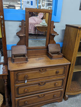 Load image into Gallery viewer, Vintage Mid Century 3 Drawer Dresser with Attached Mirror *Local Pickup in South Carolina ONLY!*
