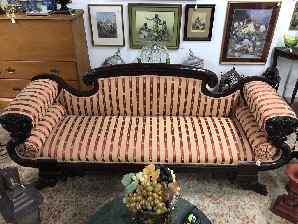 Antique (Circa 1830's) Empire Striped Upholstery Sofa *Local Pickup in SC only!*