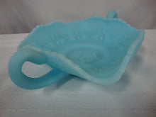 Load image into Gallery viewer, Fenton Blue Satin Glass Double Handle Dish with Butterfly Design