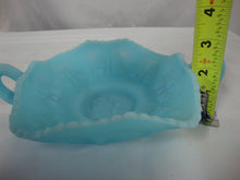 Load image into Gallery viewer, Fenton Blue Satin Glass Double Handle Dish with Butterfly Design