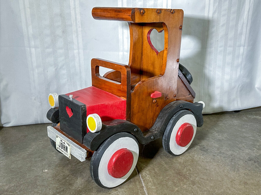 Vintage Hand Carved & Painted Wooden Car - Ford Model T, Made in 1964