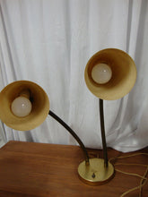 Load image into Gallery viewer, MCM Fiberglass Spaghetti Shade Dual Light Flexible Arm Lamp