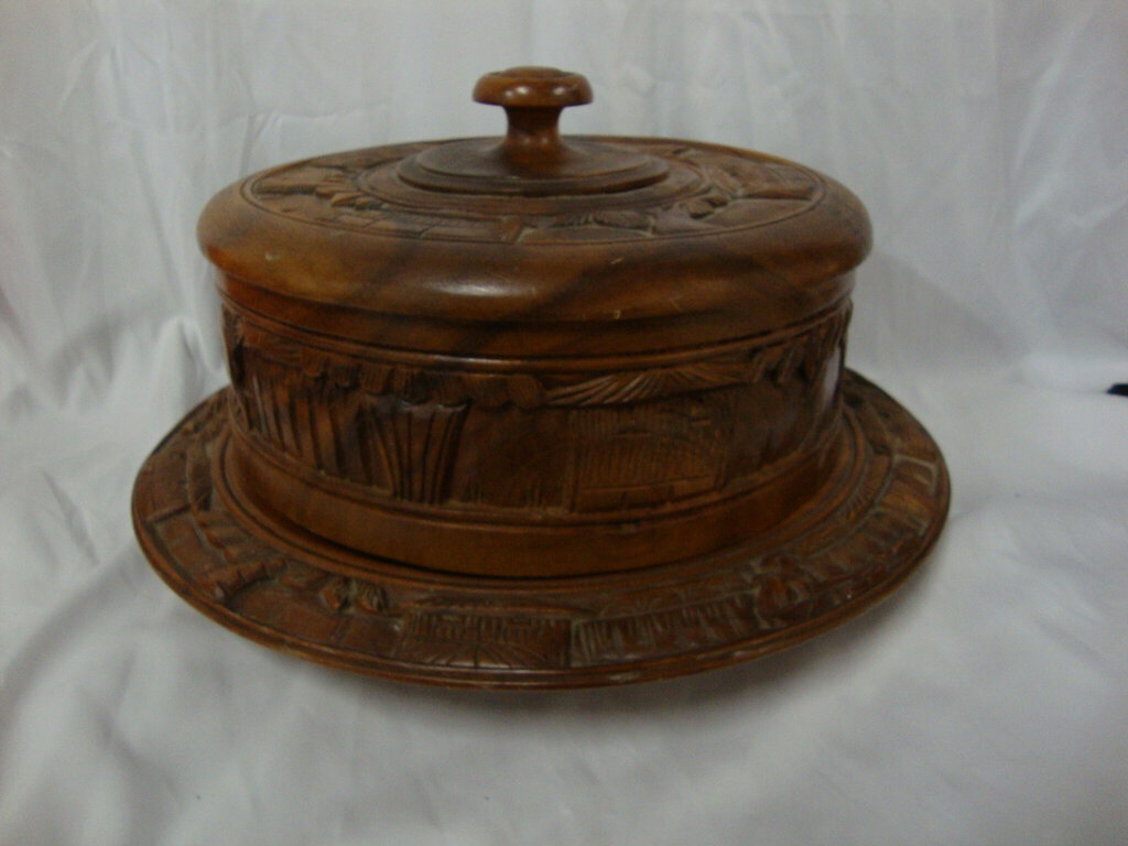 Vintage Monkey Pod store Lazy Susan Cake Stand