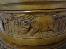 Load image into Gallery viewer, Vintage Monkey Pod Carved Relief Wood Cake Stand with Dome Top