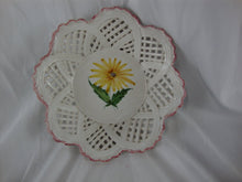 Load image into Gallery viewer, Vintage Portugal Handpainted Ceramic Lace Decor Bowl with Yellow Daisy