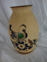 Load image into Gallery viewer, Vintage Tonala J. Campe Signed Mexican Blue/Green Bird & Flower Vase