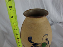 Load image into Gallery viewer, Vintage Tonala J. Campe Signed Mexican Blue/Green Bird & Flower Vase