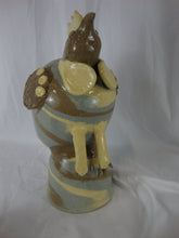 Load image into Gallery viewer, Dale Costner Vale, NC Brown/Blue Folk Art Pottery Chicken Figure Sculpture